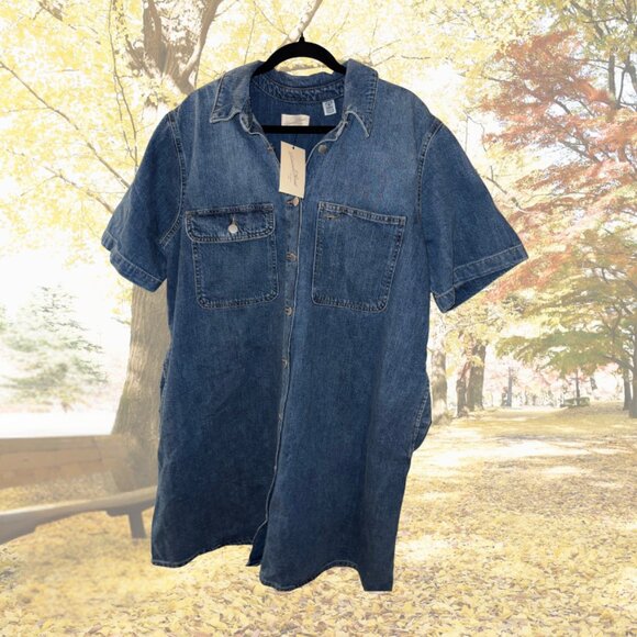 NWT - Universal Threads Denim Casual Mini Shirt Dress - XL - Picture 6 of 10